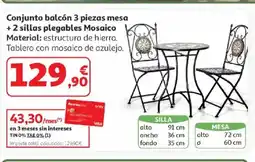 Alcampo Conjunto balcón 3 piezas mesa + 2 sillas plegables Mosaico oferta