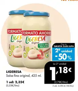 Supermercados Lupa LIGERESA Salsa fina original oferta