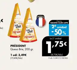 Supermercados Lupa PRÉSIDENT Queso Brie oferta