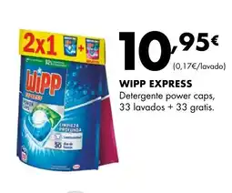 Supermercados Lupa WIPP EXPRESS Detergente power caps, 33 lavados +33 gratis oferta