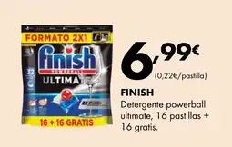Supermercados Lupa FINISH Detergente powerball ultimate, 16 pastillas + 16 gratis oferta