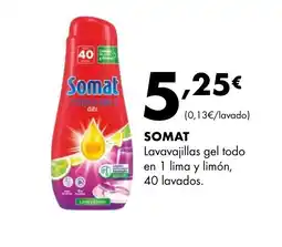 Supermercados Lupa SOMAT Lavavajillas gel todo en 1 lima y limón, 40 lavados oferta