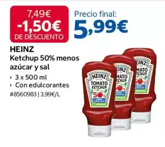 Costco Heinz - ketchup 50% menos azucar y sal oferta