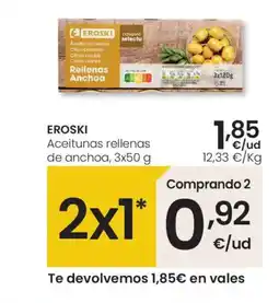 Eroski EROSKI Aceitunas rellenas de anchoa oferta