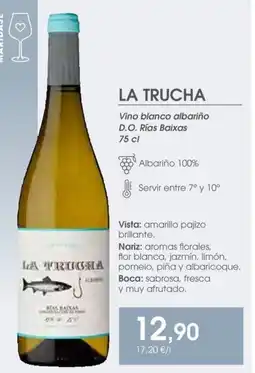 Supermercados Plaza LA TRUCHA Vino blanco albariño D.O. Rías Baixas oferta