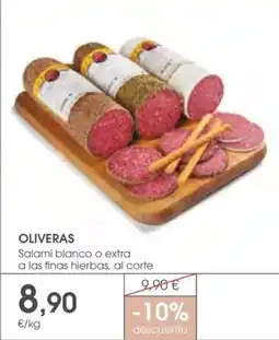 Supermercados Plaza OLIVERAS Salami blanco o extra a las finas hierbas oferta