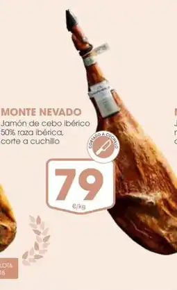 Supermercados Plaza MONTE NEVADO Jamón de cebo ibérico 50% raza ibérica, oferta