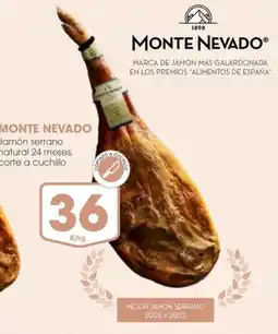 Supermercados Plaza MONTE NEVADO Jamón serrano natural 24 meses, corte a cuchillo oferta