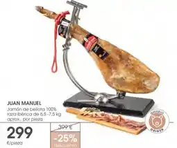 Supermercados Plaza JUAN MANUEL Jamón de bellota 100% raza ibérica oferta