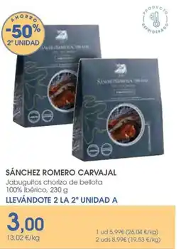 Supermercados Plaza SÁNCHEZ ROMERO CARVAJAL Jabuguitos chorizo de bellota 100% ibérico oferta