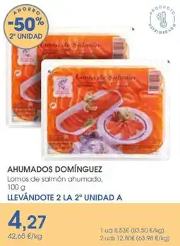 Supermercados Plaza AHUMADOS DOMÍNGUEZ Lomos de salmón ahumado oferta