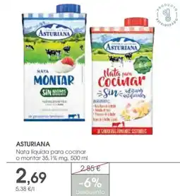 Supermercados Plaza ASTURIANA Nata líquida para cocinar o montar 35,1% mg oferta