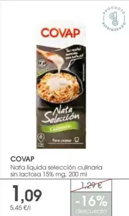 Supermercados Plaza COVAP Nata líquida selección culinaria sin lactosa 15% mg oferta