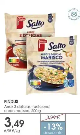Supermercados Plaza FINDUS Arroz 3 delicias tradicional o con marisco oferta