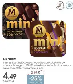 Supermercados Plaza MAGNUM Intense Dark helado de chocolate con cobertura de chocolate negro o Mini Double oferta