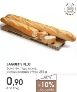 Supermercados Plaza BAGUETTE PLUS Barra de miga suave, corteza dorada y fina oferta