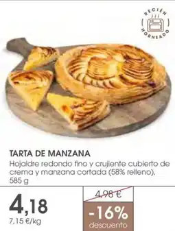 Supermercados Plaza TARTA DE MANZANA Hojaldre redondo fino y crujiente cubierto de crema y manzana cortada oferta