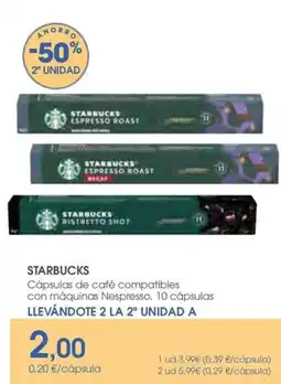 Supermercados Plaza STARBUCKS Cápsulas de café compatibles con máquinas Nespresso oferta