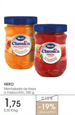 Supermercados Plaza HERO Mermelada de fresa o melocotón oferta