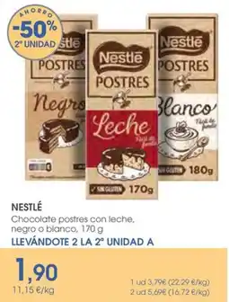 Supermercados Plaza NESTLÉ Chocolate postres con leche, negro o blanco oferta