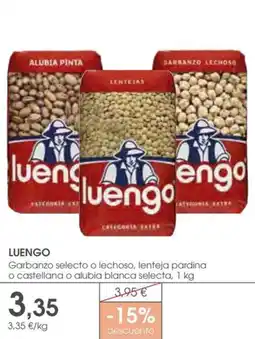 Supermercados Plaza LUENGO Garbanzo selecto o lechoso, lenteja pardina o castellana o alubia blanca selecta oferta