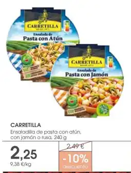 Supermercados Plaza CARRETILLA Ensaladilla de pasta con atún, con jamón o rusa, oferta
