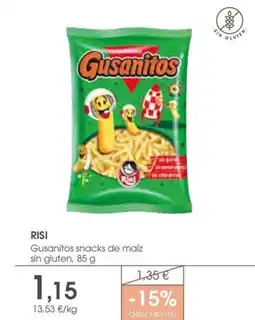 Supermercados Plaza RISI Gusanitos snacks de maíz sin gluten oferta