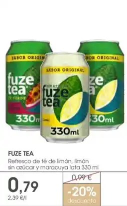 Supermercados Plaza FUZE TEA Refresco de té de limón, limón sin azúcar y maracuya oferta