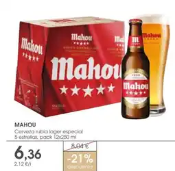 Supermercados Plaza MAHOU Cerveza rubia lager especial 5 estrellas oferta