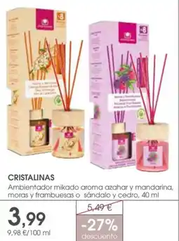 Supermercados Plaza CRISTALINAS Ambientador mikado aroma azahar y mandarina, moras y frambuesas o sándalo y cedro oferta