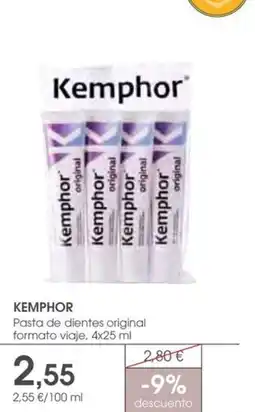 Supermercados Plaza KEMPHOR Pasta de dientes original formato viaje oferta