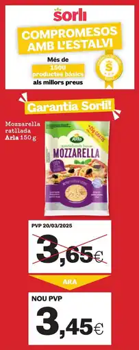 Sorli ARLA Mozzarella ratllada oferta