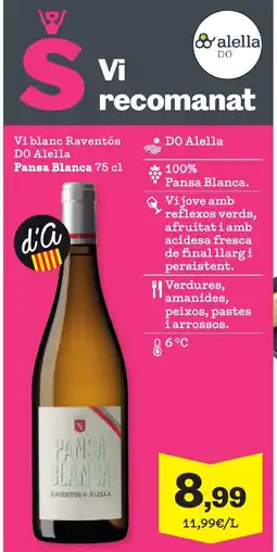 Sorli PANSA BLANCA Vi blanc Raventós DO Alella oferta