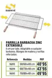 Ferrcash Sauvic - parrilla barbacoa zinc extensible oferta