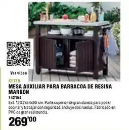 Ferrcash Keter - mesa auxiliar para barbacoa de resina marrón oferta