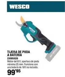 Ferrcash Wesco - tijera de poda a bateria 23005020 oferta