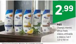 Coviran H&S Champú mentol citrus fresh, clásico, anticaída o clásico 2 en 1 oferta