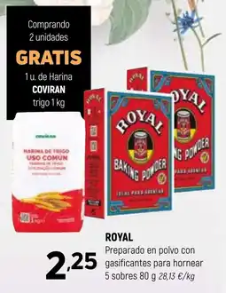 Coviran ROYAL Preparado en polvo con gasificantes para hornear 5 sobres oferta