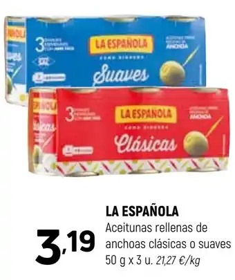 Coviran LA ESPAÑOLA Aceitunas rellenas de anchoas clásicas o suaves oferta