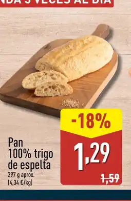 ALDI Pan 100% trigo de espelťa oferta