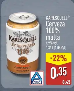 ALDI KARLSQUELL Cerveza 100% malta oferta