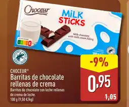 ALDI CHOCEUR Barritas de chocolate rellenas de crema oferta