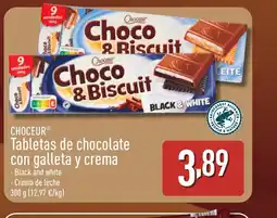 ALDI CHOCEUR Tabletas de chocolate con galleta y crema oferta
