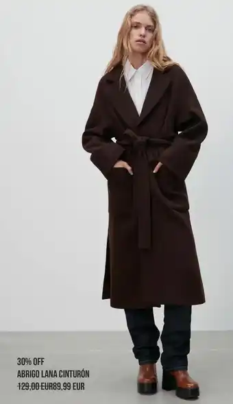 ZARA Abrigo lana cinturón oferta