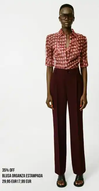 ZARA Blusa organza estampada oferta
