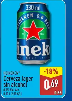 ALDI HEINEKEN Cerveza lager sin alcohol oferta