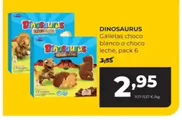 Alimerka DINOSAURUS Galletas choco blanco o choco leche oferta