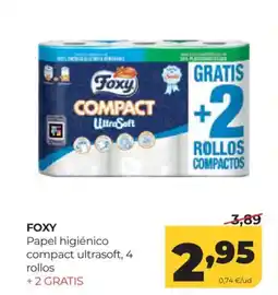Alimerka FOXY Papel higiénico compact ultrasoft, 4 rollos oferta