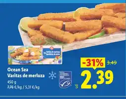 Lidl OCEAN SEA Varitas de merluza oferta
