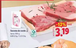 Lidl Secreto de cerdo oferta